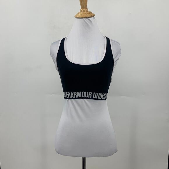 Under Armour Compression Sports Bra Womens M Medium Black Crossback Scoop Neck - Picture 2 of 12